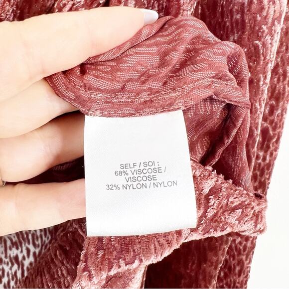 NWT Tanya Taylor Lucy Velvet Burnout Ruffle Blouse M Pink - Picture 7 of 7